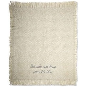 image:imagePersonalized Cream Honeycomb Heart Cotton Throw