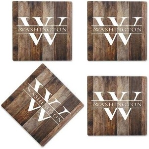 image:imageWood Grain Personalized Ceramic Coasters Set of 4