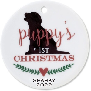 image:imagePuppys 1st Christmas Personalized Round Ornament by Lillian Vernon