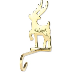 image:imageLillian Vernon Reindeer Personalized Christmas Brass Stocking Holder  Hand Cast 9 H Holiday Stocking HolderReindeer